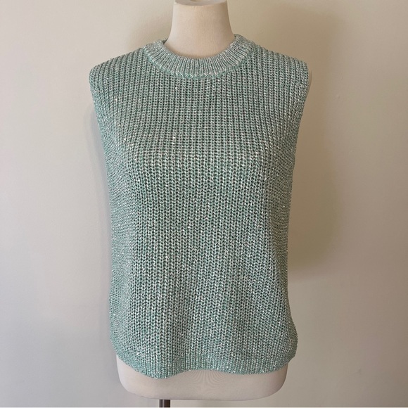 Ann Taylor Studio Collection Sleeveless Sweater – Size L blue sequin sparkle - Picture 1 of 6